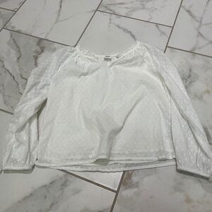 Girl’s GAP Swiss Dot Long-Sleeve Blouse White Size Small